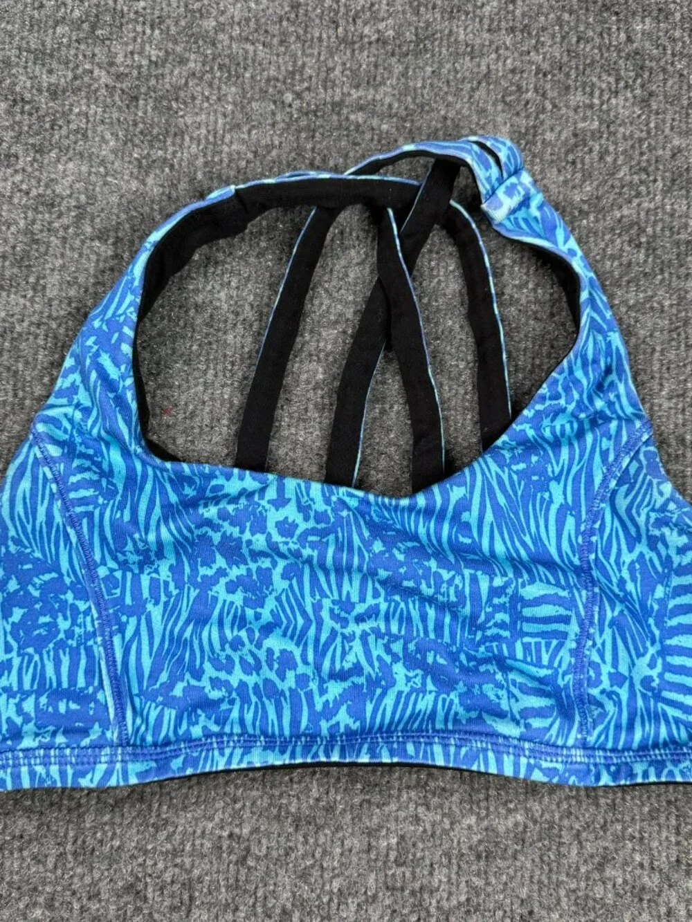 Ivivva Girls Size 12 Blue Zebra Leopard Print Strappy Racerback Athletic Sports